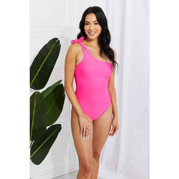 2/$30 Marina West Swim Deep End One-Shoulder One-Piece Swimsuit Hot Pink Size XL - Picture 1 of 13